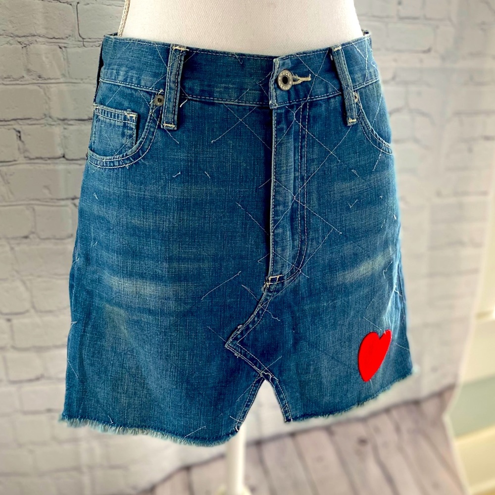 Valentines Day Lucky Brand JeanSkirt Red Heart